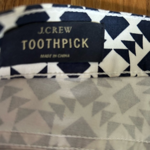 JCrew Toothpick Ankle Pants size 27 dark navy and white geometric pattern - Picture 7 of 12